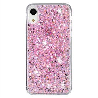 For iPhone XR 6.1 tommer TPU mobildeksel med beskyttelse mot fall, epoxy-glitter paljetter cover.