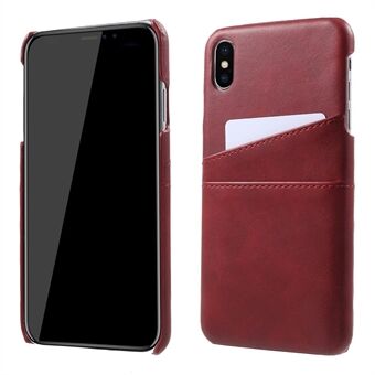 Doble kortspor PU-skinnbelagt PC hardt bakdeksel for iPhone Xs Max 6,5-tommers