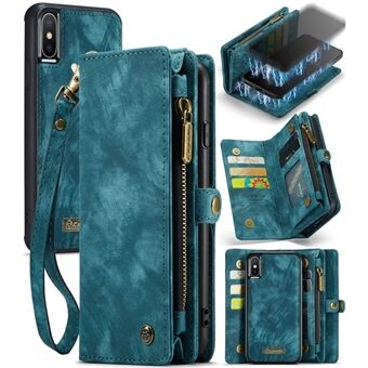 CASEME Vintage PU-skinn avtagbart 2-i-1 lommebokdeksel med flere spor for iPhone Xs Max 6,5-tommers