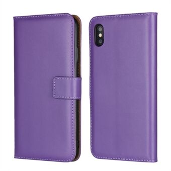 For iPhone XS Max 6,5 tommers Stand i ekte delt skinn lommebok Folio-deksel