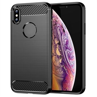 1,8 mm stilig karbonfiberbørstet design Fleksibel TPU Anti-drop Mobiltelefondekselveske for iPhone XS Max 6,5 tommer