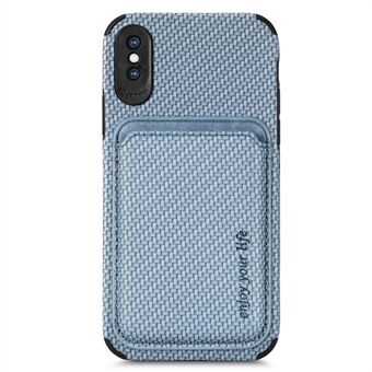 For iPhone XS Max 6,5 tommer fallsikker telefonveske i karbonfiber tekstur PU-skinn + TPU + PVC-bakdeksel med magnetisk absorpsjon avtakbar kortholder