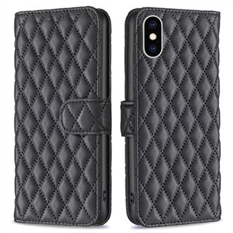 BINFEN FARGE For iPhone XS Max 6,5 tommers lommebokdeksel, BF Style-14 påtrykt Rhombus Total dekning Stand Matt PU-lærveske