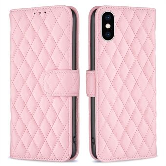 BINFEN FARGE For iPhone XS Max 6,5 tommers lommebokdeksel, BF Style-14 påtrykt Rhombus Total dekning Stand Matt PU-lærveske