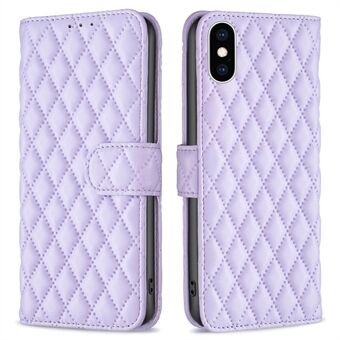 BINFEN FARGE For iPhone XS Max 6,5 tommers lommebokdeksel, BF Style-14 påtrykt Rhombus Total dekning Stand Matt PU-lærveske