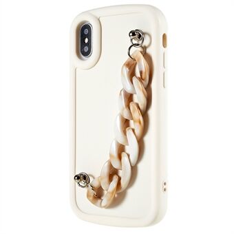 For iPhone XS Max 6,5 tommer myk fleksibel TPU-telefonveske Mattfinish belegg telefondeksel med kjedehåndstropp