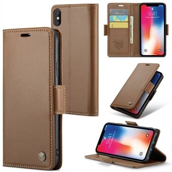 CASEME 023-serien for iPhone XS Max 6,5 tommer Litchi Texture Lær lommebokveske RFID Blocking Flip Stand Cover