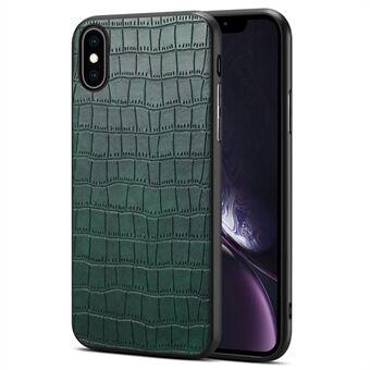 Til iPhone XS Max mobildeksel i krokodilleteksturert PU-skinn + PC + TPU, anti-drop deksel.