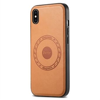 DENIOR For iPhone XS Max Magnetisk Etui I imitert skinn, belagt med PC+TPU Støtsikker telefonveske.