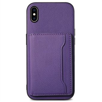 For iPhone XS Max deksel med kortlomme Ultra-tynn PU-skinn + PC + TPU-telefondeksel.