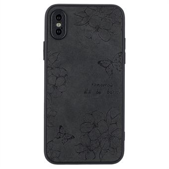 Blomstermønstret telefondeksel for iPhone XS Max, med PU-lærbelegg, PC+TPU baksidedeksel som beskytter mot fall.