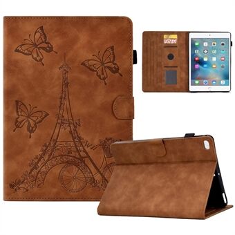 For iPad Mini / Mini 2 / mini 3 / mini 4 / mini (2019) 7,9 tommers Tower Bike Butterfly-mønster påtrykt mikrofiberskinn nettbrettetui Kortholder Full Protection Stand