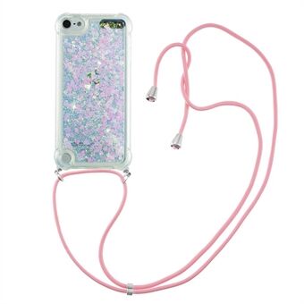 Long Lanyard Glitter Liquid Quicksand TPU-deksel for iPod Touch (2019) / iPod Touch 6/5