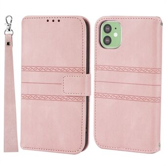 Avtrykk Mønster Design PU-skinn + TPU-lommebok telefonveske Telefondeksel med håndleddsstropp for iPhone 11 6,1 tommer