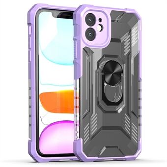 RUGGED SHIELD Armor Innebygd magnetisk holder Metallplate Anti- Scratch PC + TPU Hybrid Deksel med Kickstand for iPhone 11 6,1 tommer