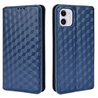 3D Rhombus Imprinting Leather Cover Autoabsorbert Mobiltelefon Full-Protection Stand Shell Case for iPhone 11 6.1 tommers