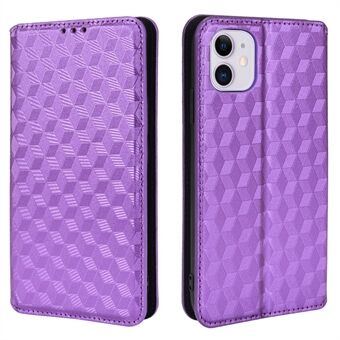 3D Rhombus Imprinting Leather Cover Autoabsorbert Mobiltelefon Full-Protection Stand Shell Case for iPhone 11 6.1 tommers