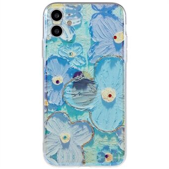 IMD-blomstermønster TPU-telefondeksel for iPhone 11 6,1 tommer, epoksy-rhinestone-dekor, fallsikkert deksel