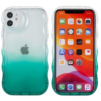 For iPhone 11 6,1 tommers bølgeformet Edge glanset ryggskall Fallsikkert fleksibelt TPU-telefondeksel