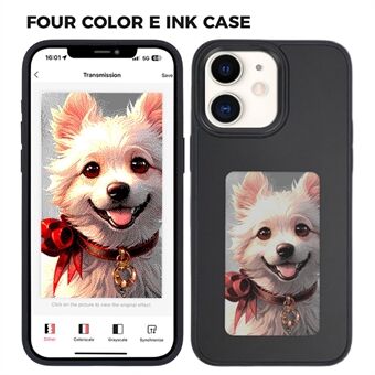 INKZONE For iPhone 11 4-farge E Ink Telefondeksel NFC-projeksjon DIY mønster PC+TPU-etui