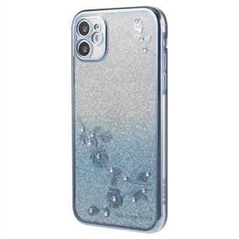 Elektroplettering TPU-telefondeksel for iPhone 11 6,1 tommer, Flower Rhinestone Decor-telefondeksel