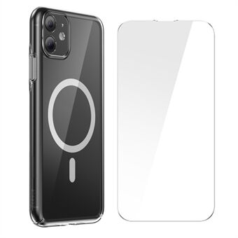 BASEUS Crystal Series For iPhone 11 6,1 tommer Magnetisk Telefondeksel Hardt PC Støtsikkert Deksel med Herdet Glassfilm - Gjennomsiktig