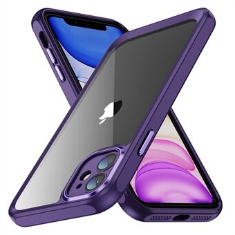 For iPhone 11 Hybrid Støtsikker TPU + akryltelefonveske Metallkameraramme Klart bakdeksel