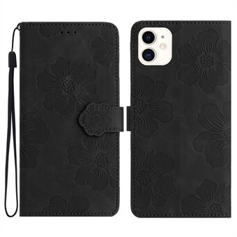 For iPhone 11 mobiltelefonveske Blomster påtrykt PU-skinn Stand