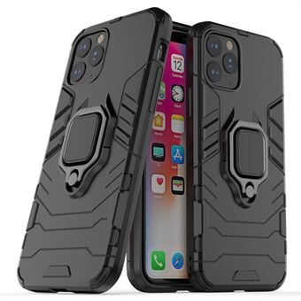 Telefondeksel for iPhone 11 Pro 5,8 tommer (2019) Finger Ring Kickstand PC + TPU Hybrid Deksel - Svart