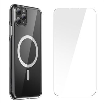 BASEUS Crystal Series Magnetisk Telefondeksel for iPhone 11 Pro 5,8 tommer, Gjennomsiktig Hard PC Støtsikkert Deksel med Herdet Glassfilm - Transparent