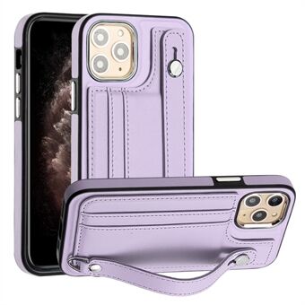 Kortspor Telefonveske for iPhone 11 Pro YB Leather Coating Series-5 Anti- Scratch TPU-deksel med Kickstand