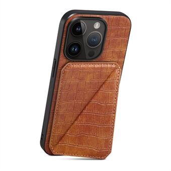 For iPhone 11 Pro Crocodile Texture Telefon Bakdeksel PC + TPU+ PU Lær Kortholder Stand Telefonveske