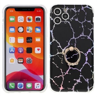 Roterende Ring Stativdesign Dropsikker Scratch Marmor IMD Laser TPU + PC-deksel for iPhone 11 Pro Max 6,5 tommer