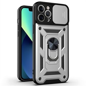 For iPhone 11 Pro Max deksel med kickstand, PC+TPU telefonbeskyttelse med skyvekammerdeksel