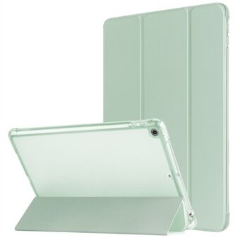 For iPad 10.2 (2021) / (2019) / (2020) Etui med tri-fold stativ i skinn til nettbrett med plass til penn.