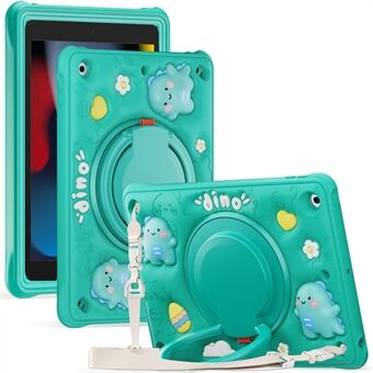 For iPad 10.2 (2021) / (2020) / (2019) Etui med skulderstropp, støtte og PC+Silicone+TPU nettbrettbeskyttelse