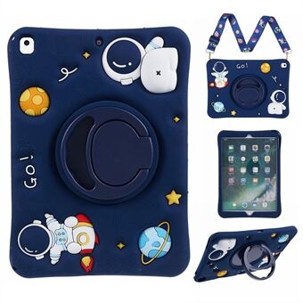 For iPad 10.2 (2021) / (2019) / (2020) / iPad Air 10.5 tommer (2019) Silikondeksel med astronautdesign, stativ og rem.