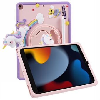 For iPad 10.2 (2021) / (2020) / (2019) / iPad Air 10.5 inch (2019) / Pro 10.5-inch (2017) Etui med Tegneseriehest, Dreiebart Stativ og Deksel.