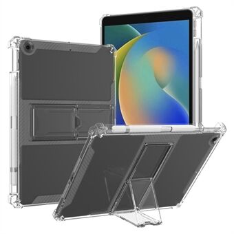 For iPad 10.2 (2021) / (2019) / (2020) etui med luftpute-hjørne og TPU-deksel med PC-støtteben