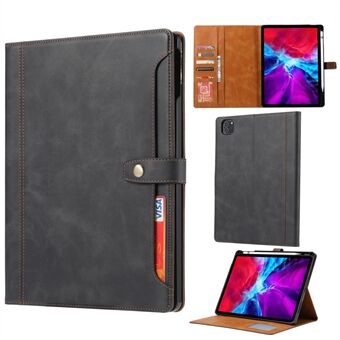 Full beskyttelse PU skinn lommebok Stand Tablet Case Pen Slot Design for iPad Pro 12,9-tommers (2020)