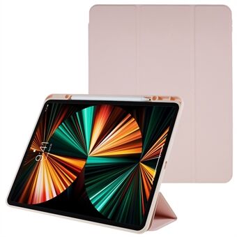 For iPad Pro 12.9-inch (2020)/(2018) Magnetic Detachable Tablet Cover Skin-friendly PU Leather Hard Acrylic Trifold Stand Case with Pencil Holder and Camera Frame