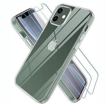 TPU-deksel til iPhone 12 mini-deksel med skjermbeskytter i herdet glass