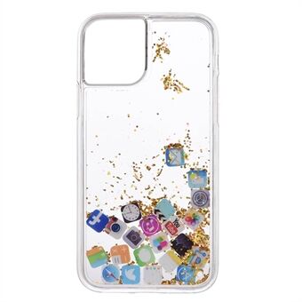 Quick- sandlignende APP-ikon + dynamisk glitterpulverpaljetter TPU-bakskall for iPhone 12 mini