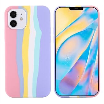 Rainbow Style flytende silikon telefon bakdeksel for iPhone 12 mini 5,4 tommer