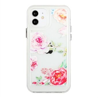 Flower Series for iPhone 12 mini 5.4 inch 2mm Thickened Drop-proof Acrylic+TPU Electroplated Metal Buttons Cover Flower Pattern Printed Protective Phone Case