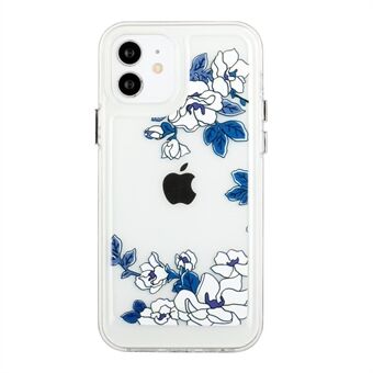 Flower Series for iPhone 12 mini 5.4 inch 2mm Thickened Drop-proof Acrylic+TPU Electroplated Metal Buttons Cover Flower Pattern Printed Protective Phone Case