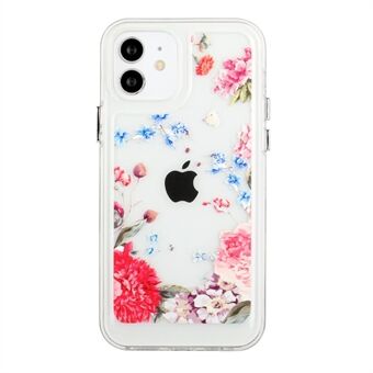 Flower Series for iPhone 12 mini 5.4 inch 2mm Thickened Drop-proof Acrylic+TPU Electroplated Metal Buttons Cover Flower Pattern Printed Protective Phone Case