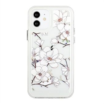 Flower Series for iPhone 12 mini 5.4 inch 2mm Thickened Drop-proof Acrylic+TPU Electroplated Metal Buttons Cover Flower Pattern Printed Protective Phone Case