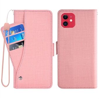 For iPhone 12 mini 5,4 tommer Jean Cloth Texture PU-skinndeksel Telefonstativ Stand med roterende kortspor