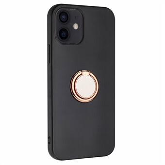 TPU-deksel for iPhone 12 mini 5,4 tommers Ring Kickstand Matt telefonveske Støtte bilmagnetfeste